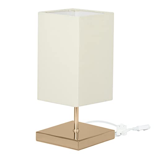 Abajur Eros Quad Bege Base Quadrada New Cobre