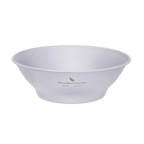 Boundless Voyage Titanium Dish Plate With Carry Mesh Bag - Outdoor Dishware and Utensils Mess Kit, Single-Walled Bowls for Camping Backpack Ti15164BB
