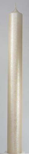 Kommunionkerze Champagner-Farbe mit Perlmuttstrultur 40 x 4 cm - 8639 - Kerze zur Kommunion - Taufkerze 400x40 mm - Konfirmationskerze, Kerzenrohling zum verzieren und basteln mit Dornloch.