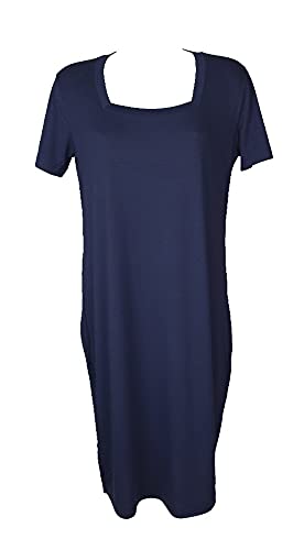 Abito donna manica corta scollo quadrato viscosa vestito tempo libero mare spiaggia beachwear RAGNO articolo D954D7, 516 Blueberry, I 46 - F 44 - D 42 - UK 16 - USA M