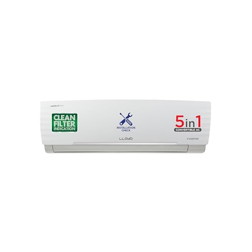 Lloyd 1.0 Ton 3 Star Inverter Split AC (5 in 1 Convertible, Copper, Anti-Viral + PM 2.5 Filter, 2023 Model, White with Chrome Deco Strip, GLS12I3FWAEV/WAEA)