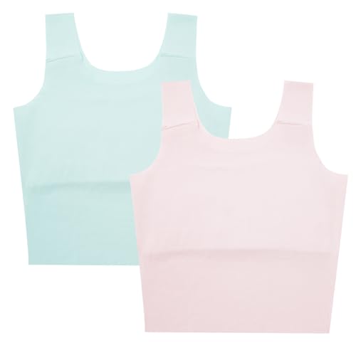 Image of FEOYA Teen Girls Camisole Training Cotton Bra Round Neck Tank Top with Shelf Bra 2 /3 Pack