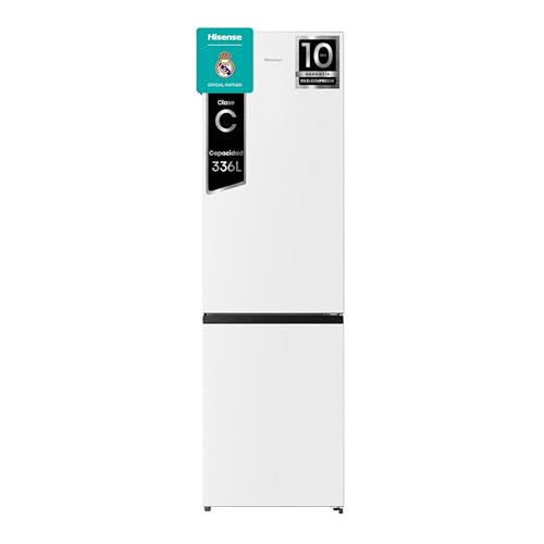 Hisense RB440N4AWC - Frigoríficos, Combi, 336L, Class C, Ancho 60cm x Altura 202cm, Multi Air Flow, Apertura de Puertas 90º, Congelamiento Rápido, Botellero, Puerta Reversible, Blanco