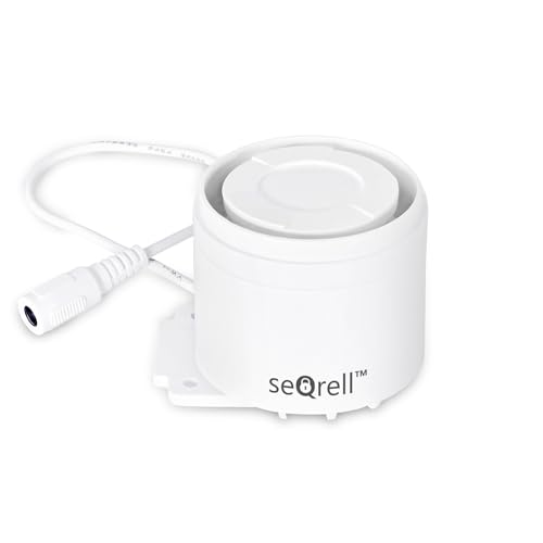 seQrell, Sirena inalámbrica de interior de 125 dB con adaptador de alimentación. Recibe la señal de alarma lejos del módulo de alarma principal. Pequeña y potente. S-01
