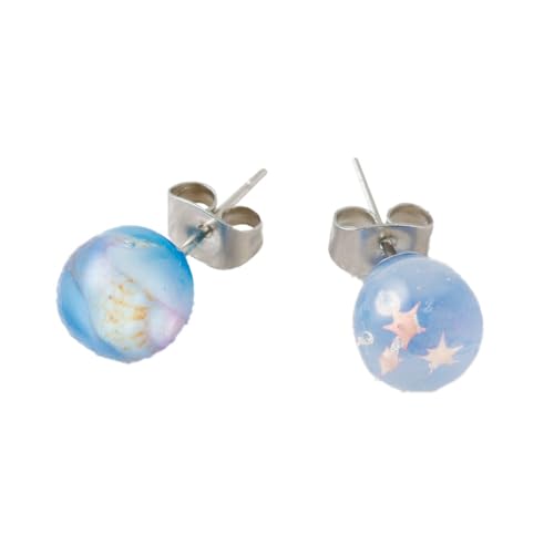 星砂と貝殻の ピアス 1個 天然石ビーズ パワーストーン 両耳用 サージカルステンレス 幅2cm ニッケルフリー アクセサリー ファッション レディース 女性 貝殻 星砂