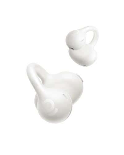 Baseus BC1 Open Ear słuchawki, klips na uszy z imponującym dźwiękiem, adaptacyjne wzmocnienie basów, Bluetooth 6.0, redukcja szumów podczas rozmów, IP55, akumulator 38H, lekka buds – delikatna biel