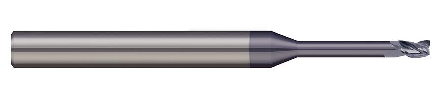 Micro 100 MEF-060-500-3K Square End Mill.060" Cutter Dia.090" LOC, 1/2" Reach.056" Neck Dia, 3 Fl, 1/8" Shank Dia, 1-1/2" OAL, NACRO