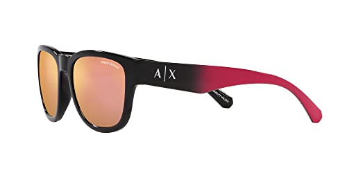 Armani Exchange Man Sunglasses Shiny Black Frame, Pink Mirror Gold Lenses, 54MM3