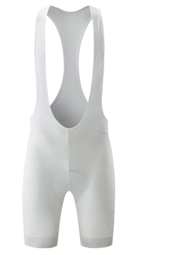 Salopette Ciclismo Uomo Pantaloncini con bretelle da ciclismo da uomo, calzamaglia da bicicletta, abbigliamento da bici, fondello 6 ore, pettorali da equitazione, lunga distanza per Ciclismo(White,XXL