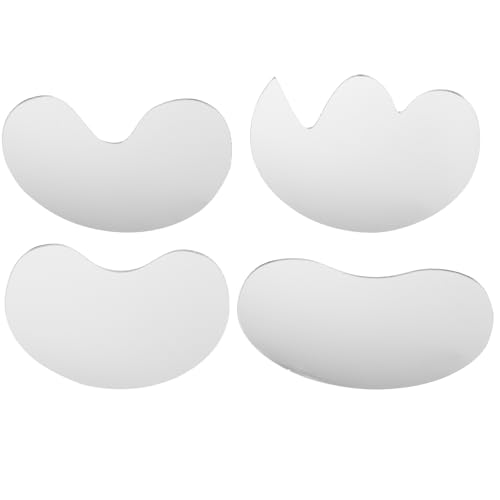 DEARMAMY 4 Piezas Bandeja De Espejo Placas De Joyería Claras Espejo De Mesa Cristales De Escritorio Soporte De Exhibición Pararse Soporte De Caballete Lámina Pequeño Espejo Redondo Acrílico