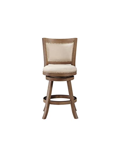 Casafoyer Melrose Counter Stool, 24-Inch, 1-Pack, Driftwood Wire-Brush and Ivory