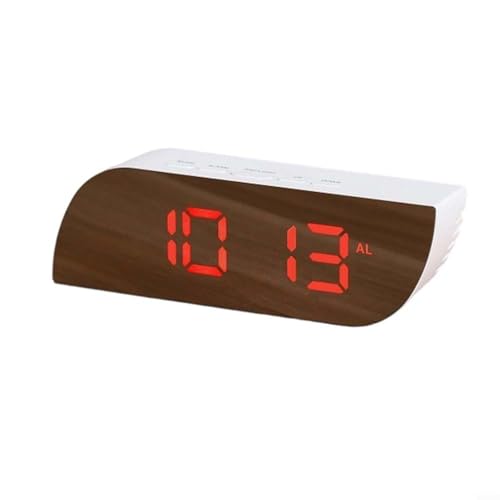 Fauhapyway Reloj despertador digital LED con brillo ajustable, electrónico moderno para decoración de dormitorio y sala de estar (blanco y rojo)
