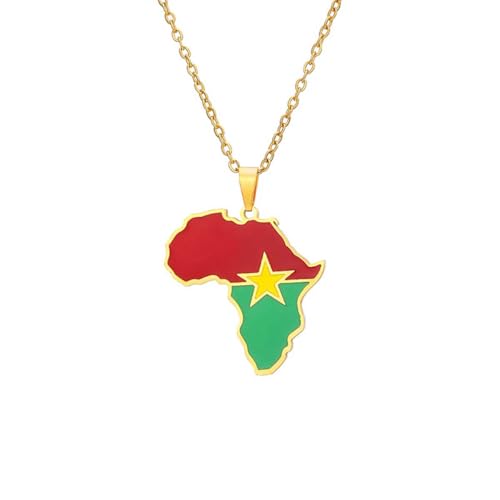 LUTAKU Collier avec pendentif en forme de carte de l'Afrique - En acier inoxydable - Pour homme et femme, Acier inoxydable