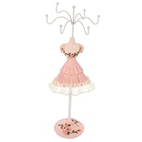 NOLITOY Pink Dress Mannequin Jewelry Display Stand Tabletop Holder for Necklaces Earrings Bracelets Organizer with Elegant Chic Design for Home Decor and Party Use