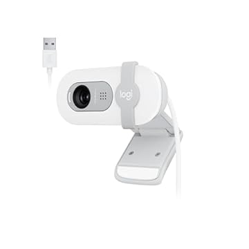 Webcam Full HD Logitech Brio 100 com Microfone Integrado, Proteção de Privacidade, Correção Automática de Luz e Conexão USB-A - Branco