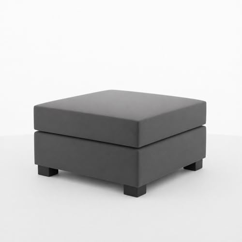 Image of FURNY Haster 3 Seater + 2 Seater Fabric Sofa Set with 1 Ottoman (Dark Grey) with Velvet Finish | Durable Comfort | Ideal for Living Room