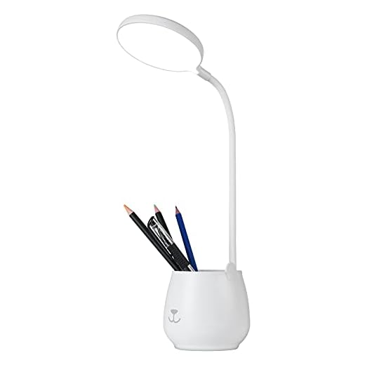 URAQT Lampe de Bureau de Porte-stylo, Tactile Lampe de Bureau à LED Dimmable avec 3 Modes D'éclairage & 24 LED, Protection des Yeux Lampe de Chevet Enfant Sans Fil USB Recharge pour Apprendre & Lire