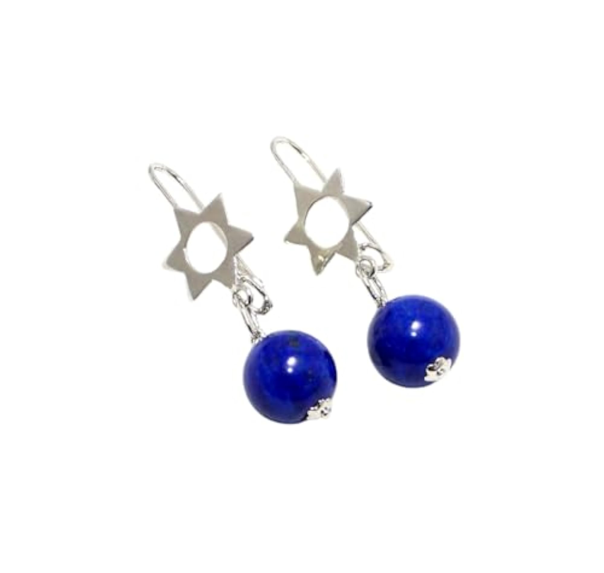Women's 925 Sterling Silver Natural Lapis Lazuli Gemstone Handmade Earrings