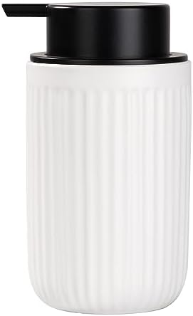 UMLACA Dish Hand Soap Dispenser - White Liquid Pump soap Dispenser for Bathroom Decro 12oz Ceramic Kitchen Dish Dispenser with Rust-Proof Liquid Pump Modern Refillable Lotion Bottles