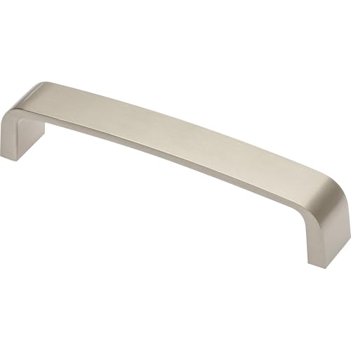 GTV Tirador para Muebles UZ-133, Asa Rectangular Moderna, Distancia Ejes 128 mm, Longitud 135 mm, de ZnAl, Incluye Tornillos, Acabado Acero Cepillado