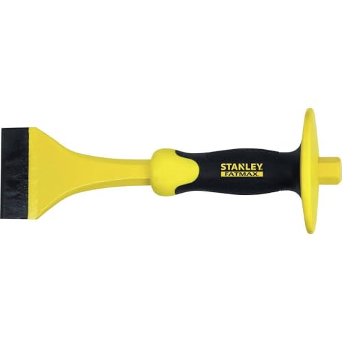 STANLEY FatMax Fliesenmeißel - handlicher, starker Meißel aus Chrom-Vanadium-Stahl Fliesen Meiße mit Handschutz zum Schneiden, Stemmen & Entfernen von Bodenbelägen – Klingenbreite: 75mm - 4-18-331