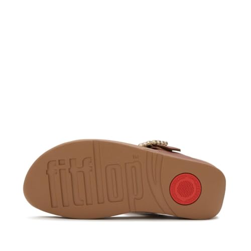 Image of FitFlop Womens LULU Crystal Buckle Toe-Post Sandals with Microwobbleboard Technology, Microfiber Toe Post, Slip Resistant Rubber Outsole, Cushioned Arch Support for All Day Comfort