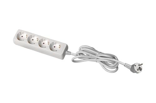 GTV Haushalts-Verlängerungskabel, Steckdosenleiste mit 4 Schuko-Steckdosen, 3m Länge, max. Belastung 3500 W, Euro-Stecker, langlebig und sicher