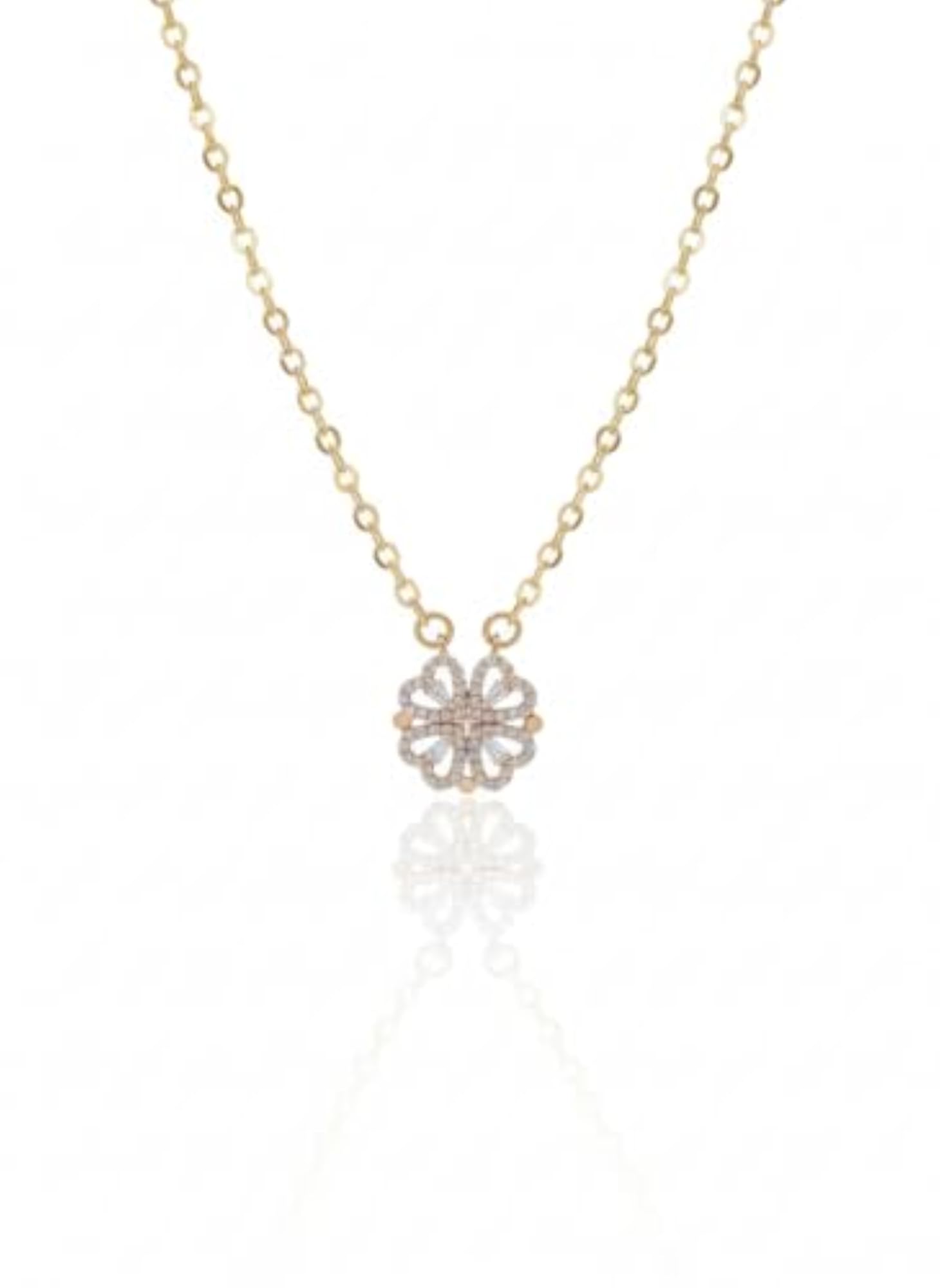 Crystal Bow Pendant Necklace, Gold Plated