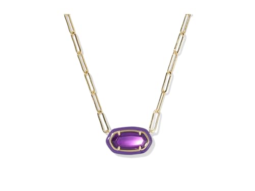 Kendra Scott Womens Elisa Enamel Frame Paperclip Necklace Gold Purple Mop One Size