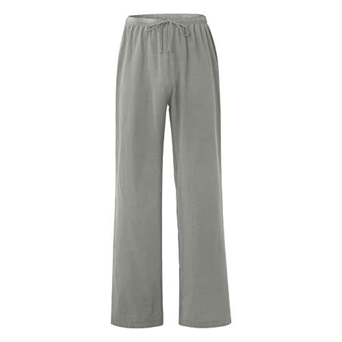 Mens Summer Pants Men's Beach Wear Clothing Mens Linen Pants Casual Mens Linen Pants Beach Big and Tall Linen Pants Pantalón Blanco para Hombre Mens Cotton Pants Khaki Pants F(Gray,3XL)4