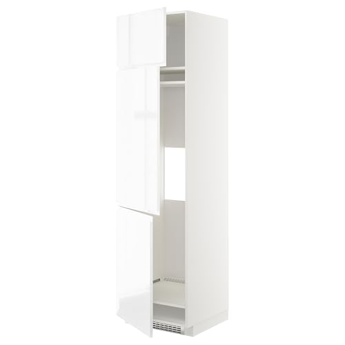 ProTuning METOD High Cab f frigorífico/congelador con 3 puertas, blanco/Voxtorp alto brillo/blanco, 60 x 60 x 220 cm