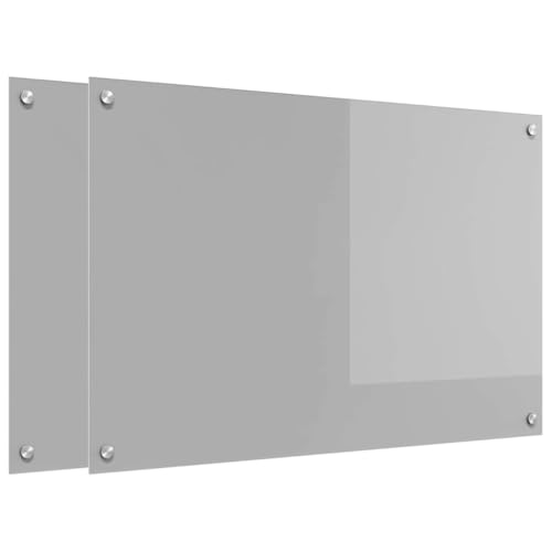 vidaXL Küchenrückwand 2 pcs Hellgrau 90 x 60 cm Gehärtetes Glas, Moderne Küchenrückwand, langlebiger hitzebeständiger Glas-Schutz, schlankes Upgrade für den Kochbereich, minimalistisches Schutzpanel