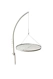 HeRo24 Grillgalgen T210 aus Edelstahl – Schwenkgrill mit 3,5 cm Rohr & Erdspieß – höhenverstellbar – inkl. 50 cm Edelstahl Grillrost – ideales Grillgestell für Garten & Lagerfeuer