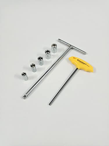 Image of 1 /4 inch Drive T-Handle with 8mm, 9mm, 10mm, 11mm and 12mm Hex Socket Set and 4mm Hex Allen Key, Anti-Slip & Anti-Corrosion properties (Combo 15)