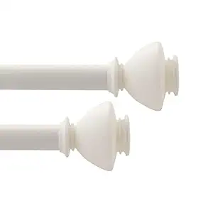 Deco Window 2 Pack Curtain Rods 36?-66? Extendable Length Heavy Duty Iron Telescopic Drapery rods with Stacked Round Finials for Door & Windows (Ivory Matt, 1? Diameter)