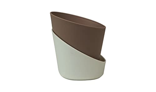 Image of Harshdeep Self Watering Flower Pots - Atlantis - Indoor Outdoor Home Livingroom Office Tabletop Decoration Plastic Planter 4 Inch Set of 5 (Mocca)