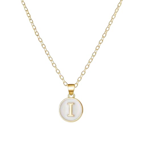 Image of Giftana Alphabet Locket with Chain, White Enamel Letter A-Z Pendant Necklace for Girls, Personalized Initial Name Gold Plated Pendant Necklace Gift for Girlfriend, Valentines Day Gifts for Woman