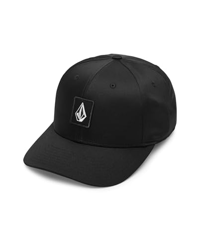 Volcom Adult Quarter Twill Hat 6-Panel Adjustable Snapback Baseball Cap with Stone Logo Square Black One Size