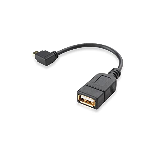 conecto OTG Kabel, Micro USB Stecker auf USB-A Buchse, vergoldet, 90&deg;, 10cm, schwarz