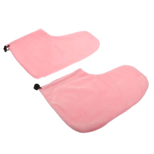 NOLITOY 1 Par botas Cubiertas de pies para cuidado de pies máquina de cera spa pie piedra pómez para pies cubierta de piel de cera de parafina cubierta de pie de Felpa rosa