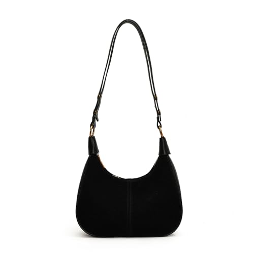 Image of Suede Bags for Women Trendy Suede Purses Hobo Half Moon Crossbody Bag