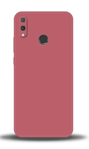 WUACYEAMING Compatible with Huawei Y9 (2019) Case,with Camera Lens Protector Ultra Slim Liquid Silicone Cover Anti-Scratch Shockproof Case-Red