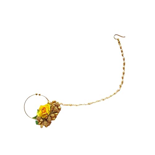 ZAYRIDH Yellow Flower Nose Nath Yellow