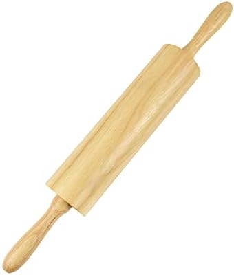 KITEISCAT Wooden Rolling Pin for Baking- Durable, Non-Stick Dough Roller with Handles- 17 Inches Long Baking Rolling Pin for Pizza, Fondant, Crust, Cookie & More- Classic Pastry Rolling Pin