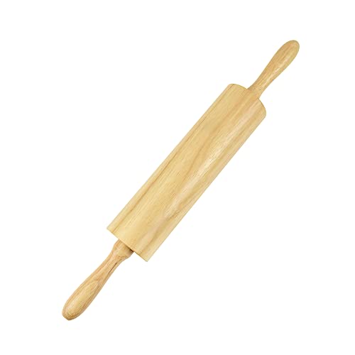 Wooden Rolling Pin for Baking – Non-Stick Dough Roller with Handles- 17 Inches Long Baking Rolling Pin for Pizza, Fondant, Crust, Cookie & More- Classic Pastry Rolling Pin