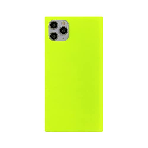 Coque carrée iPhone 14 Pro Max luxueuse et mince jaune fluo