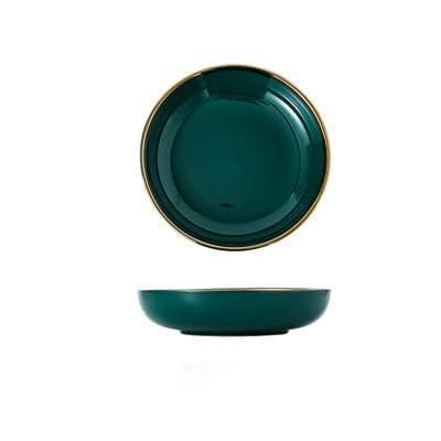 luckxuan Plato de Pasta Placa de cerámica Verde Vajilla Tazón Postre Plato Plato Plato Conjunto Conjunto Accesorios de Cocina Platos Llanos (Color : E.7.5 Inch Plate)