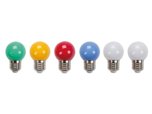 HQ-Power Conjunto de 6 bombillas LED de bajo consumo con 0,6 W de potencia, luces multicolores para diversas aplicaciones en casa, oficina o tienda, ideal para iluminación decorativa o de fiesta, 6