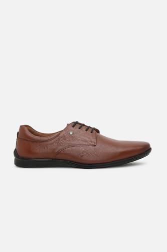 Image of Louis Philippe Men Premium Leather Breathable Lining Material Anti Slip Flat Heel TPR Sole Formal Derby Shoes