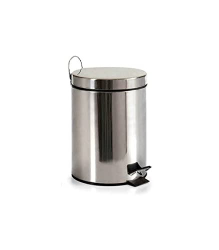 Wadiga Poubelle Ronde à Pédale en INOX Brillant - 5L